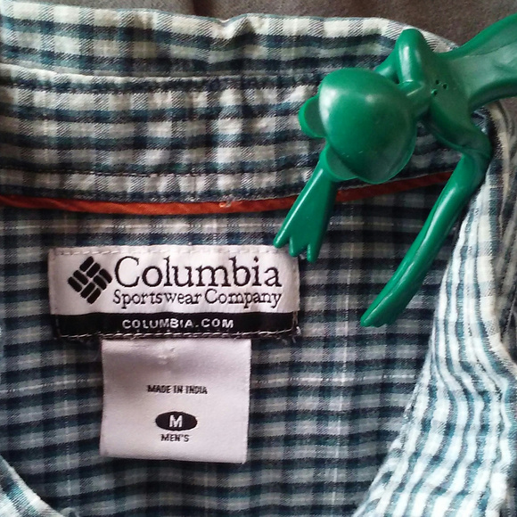 Columbia shirt M Green check LS Button-down collar - Picture 2 of 8